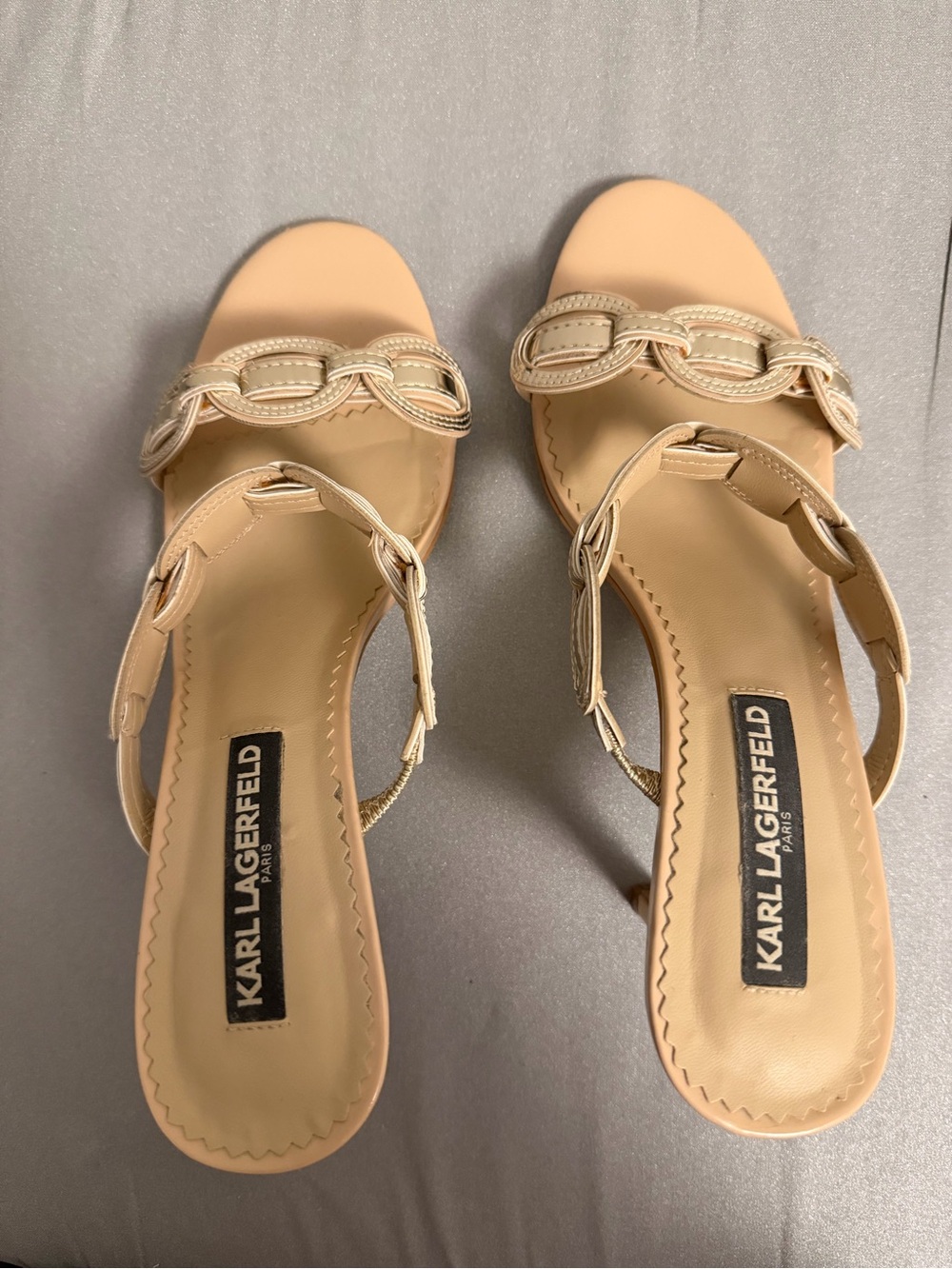 Karl Lagerfeld Nude Braided Strap Sandals
